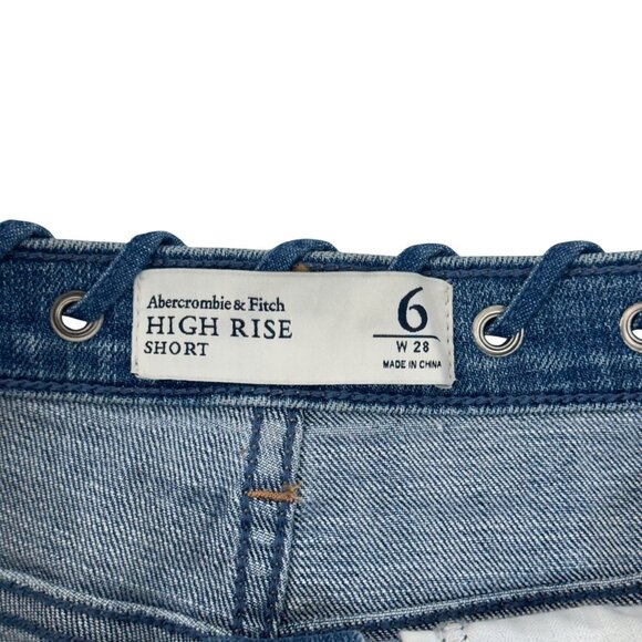 Abercrombie & Fitch Womens 6 High Rise Denim Short Shorts / Eyelet Waist Detail - Picture 3 of 11